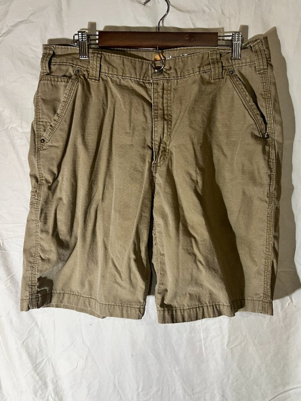 Carhartt Men's Relaxed Fit Canvas Work Shorts Tan Khaki Hammer Loop Pocket Sz 36